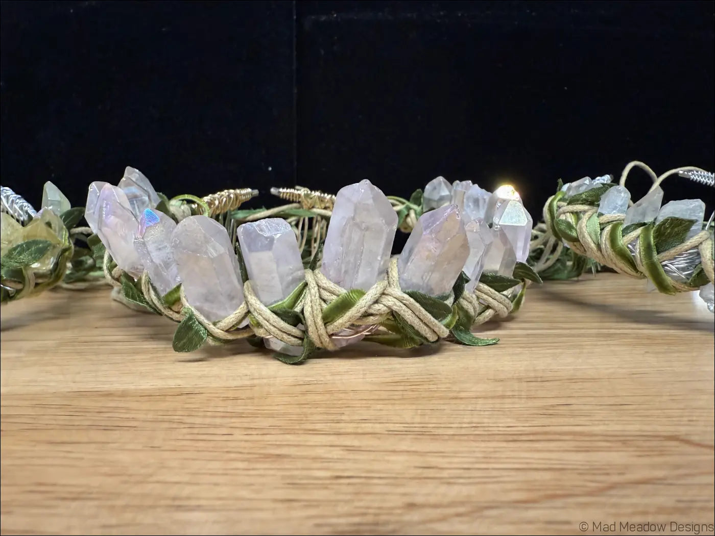 Vine Wrapped Fairy Goddess Quartz Crystal Tiara Crown with Combs - Jewelry