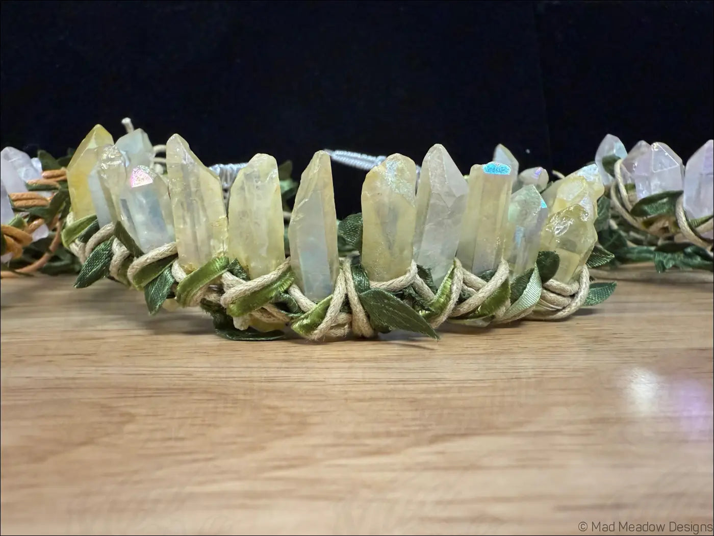 Vine Wrapped Fairy Goddess Quartz Crystal Tiara Crown with Combs - Jewelry
