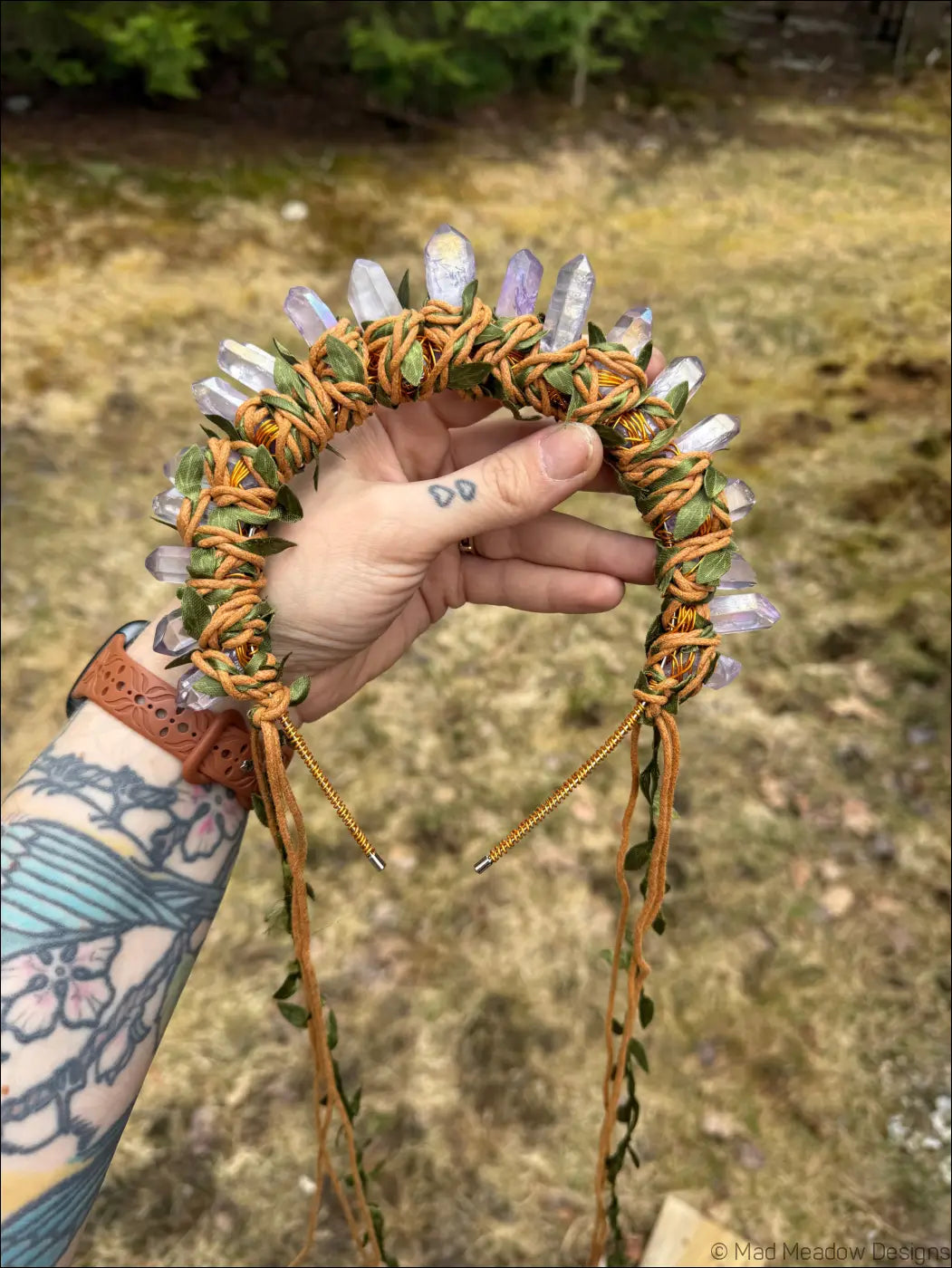 Vine Wrapped Fairy Goddess Quartz Crystal Headband Crown - Jewelry