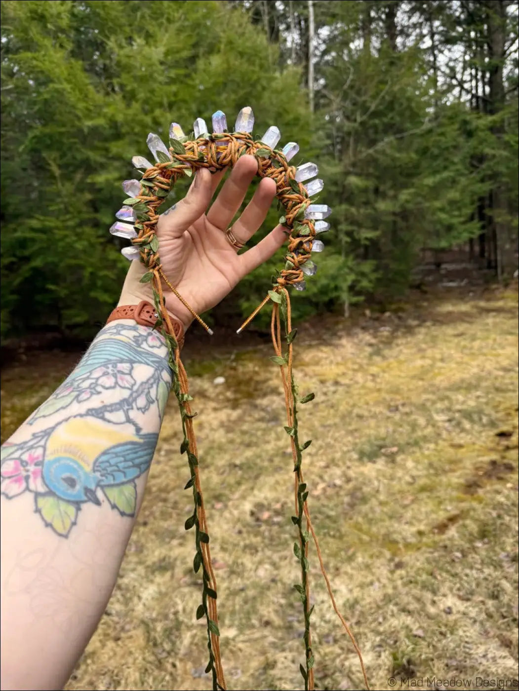 Vine Wrapped Fairy Goddess Quartz Crystal Headband Crown - Jewelry