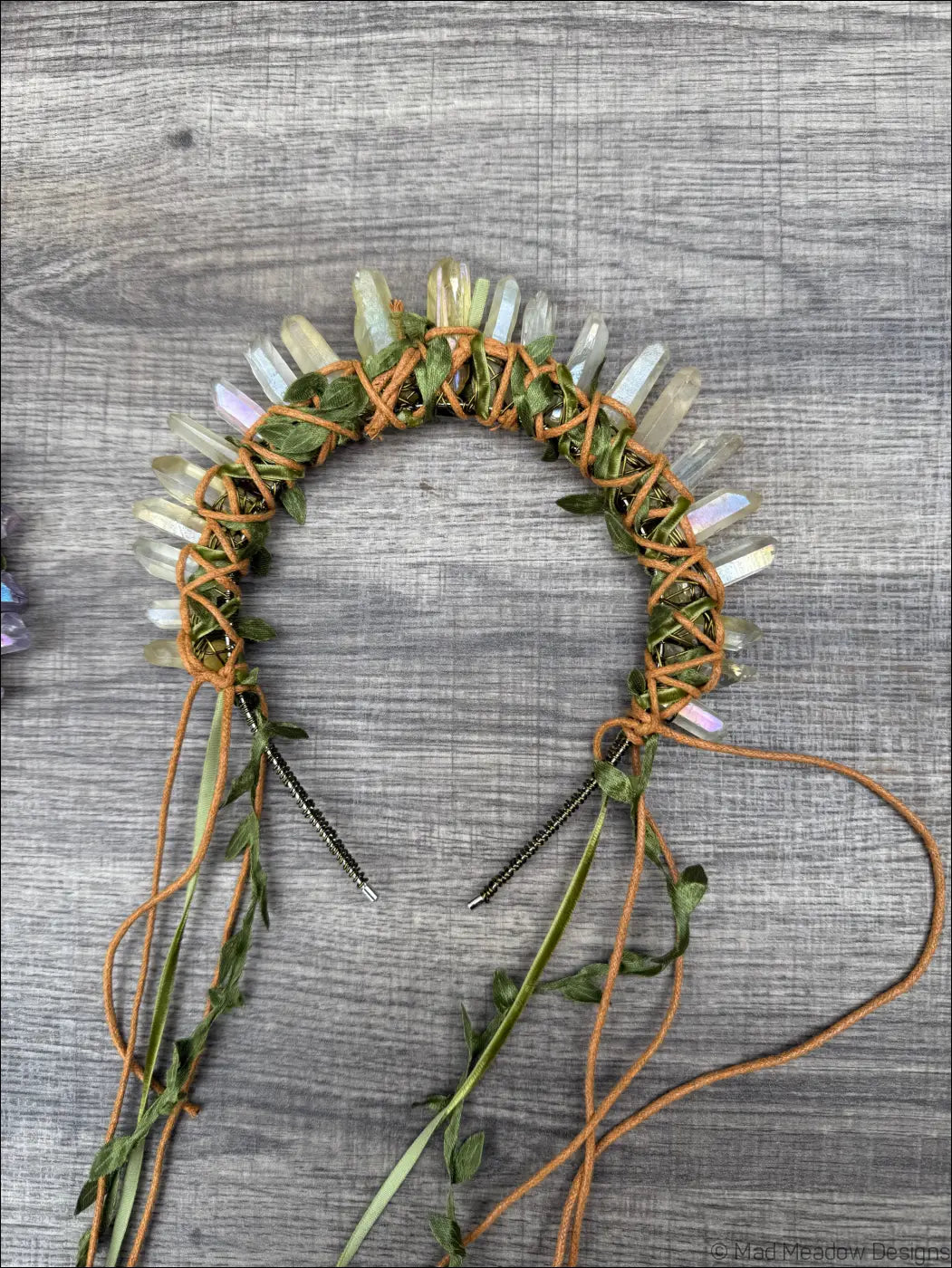Vine Wrapped Fairy Goddess Quartz Crystal Headband Crown - Jewelry