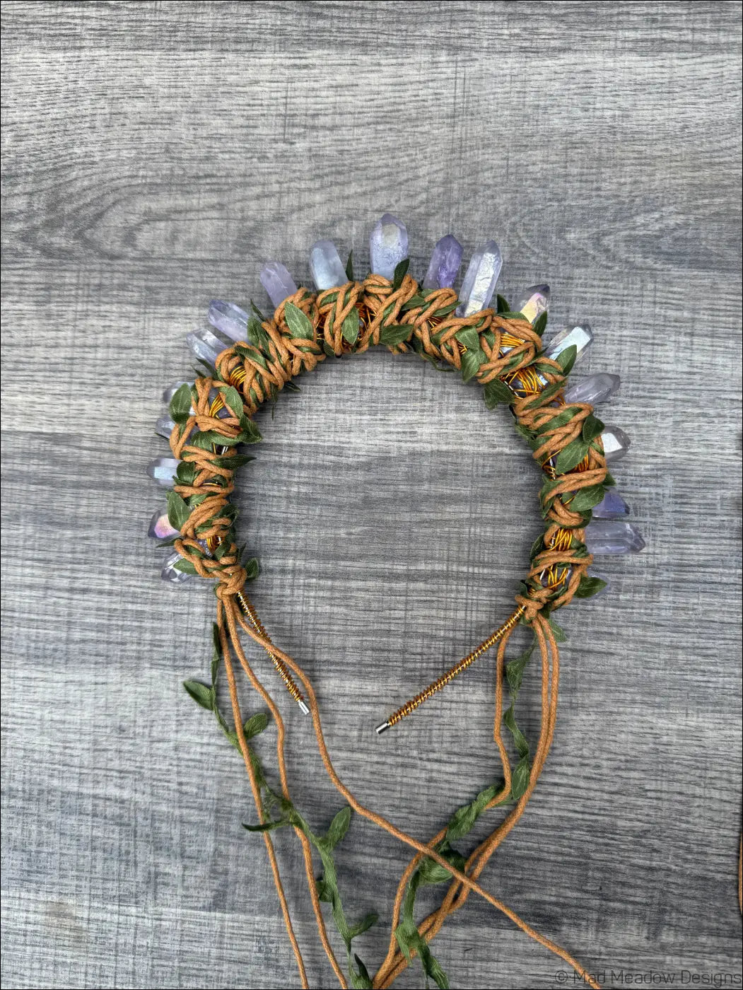 Vine Wrapped Fairy Goddess Quartz Crystal Headband Crown - Jewelry