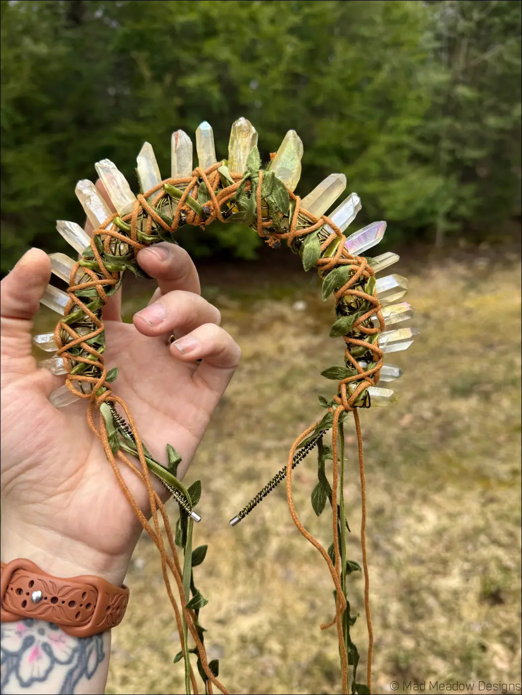 Vine Wrapped Fairy Goddess Quartz Crystal Headband Crown - Jewelry