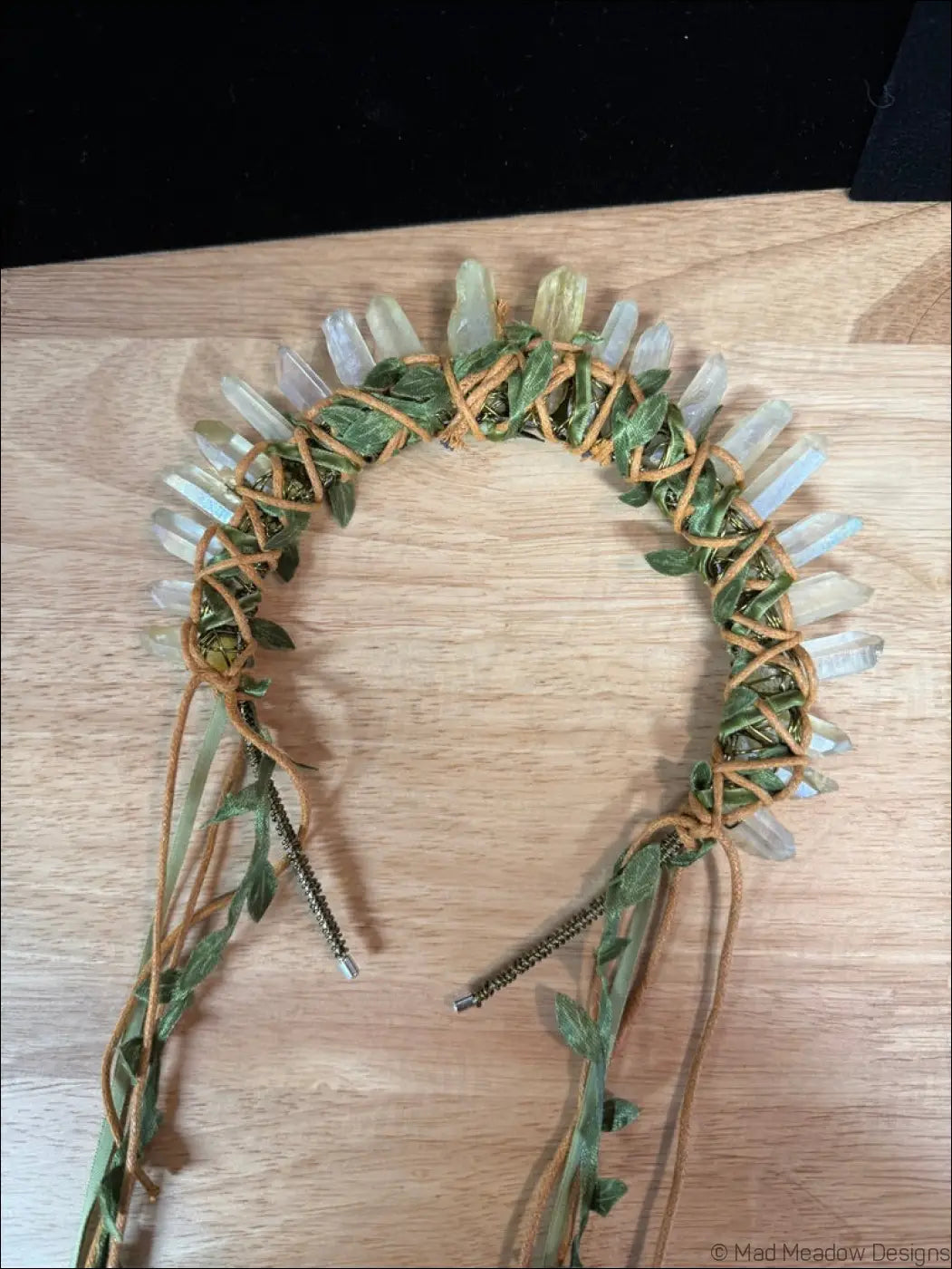 Vine Wrapped Fairy Goddess Quartz Crystal Headband Crown - Jewelry