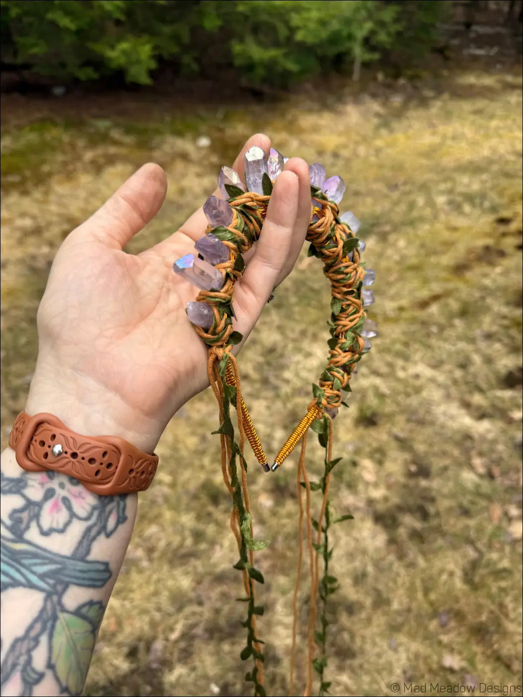 Vine Wrapped Fairy Goddess Quartz Crystal Headband Crown - Jewelry