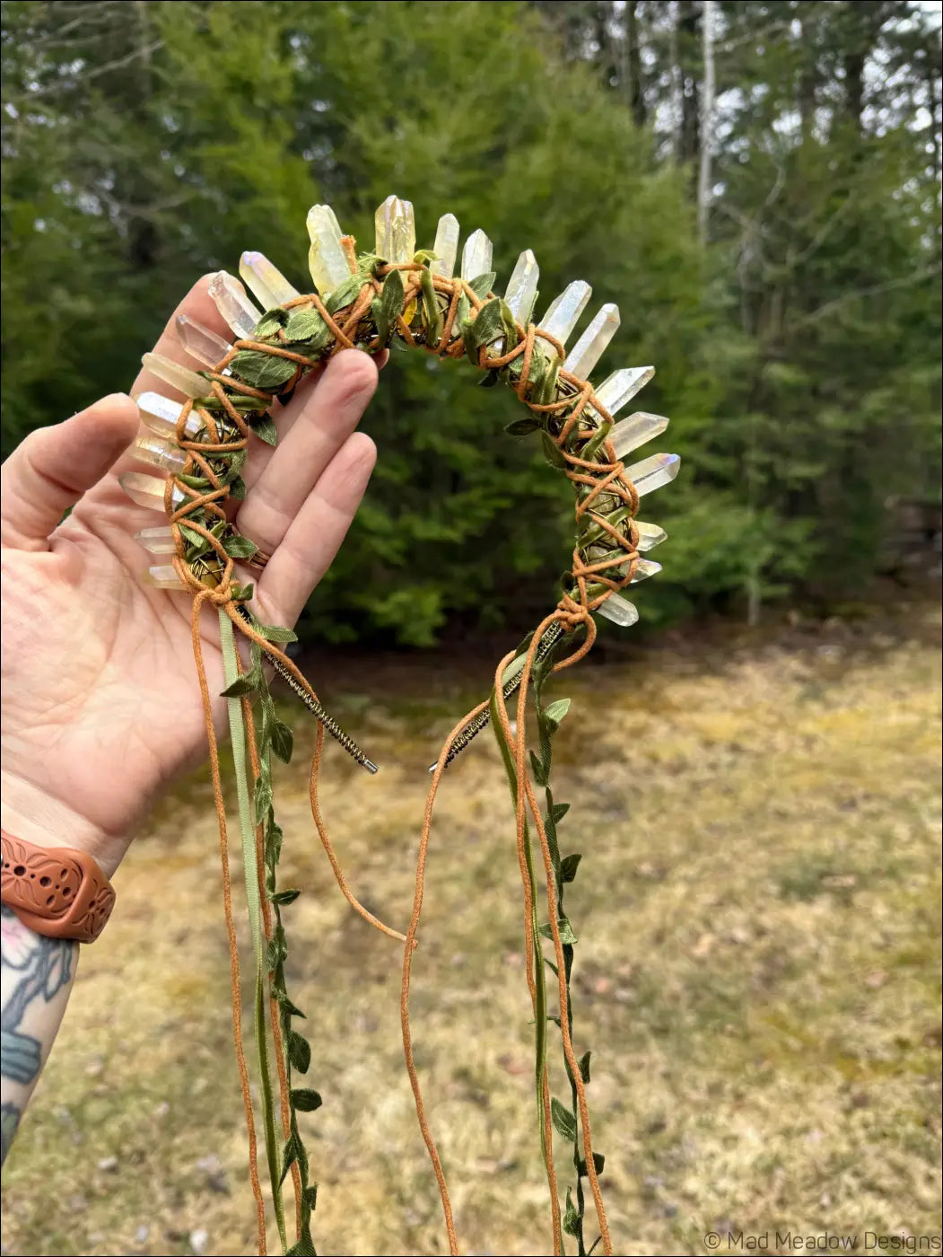 Vine Wrapped Fairy Goddess Quartz Crystal Headband Crown - Jewelry