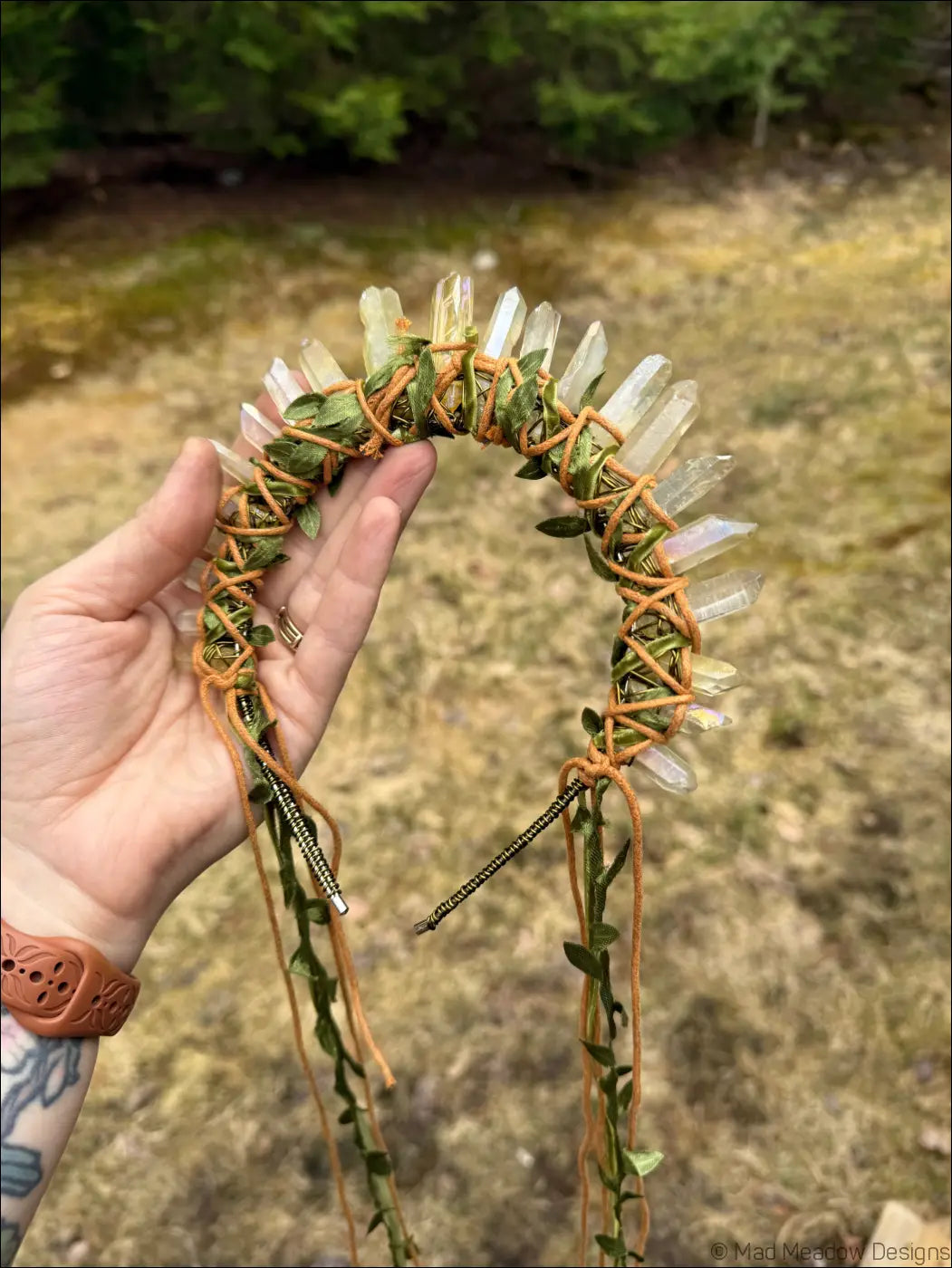 Vine Wrapped Fairy Goddess Quartz Crystal Headband Crown - Jewelry