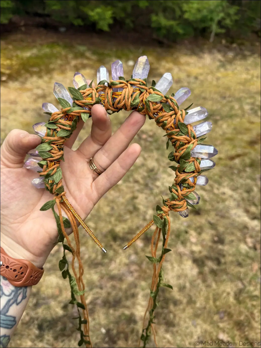 Vine Wrapped Fairy Goddess Quartz Crystal Headband Crown - Jewelry