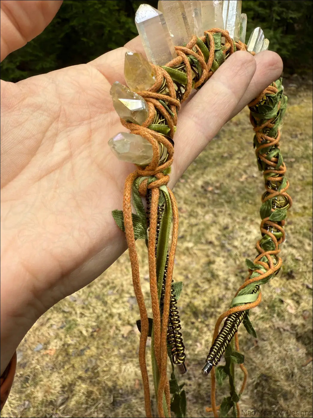 Vine Wrapped Fairy Goddess Quartz Crystal Headband Crown - Jewelry