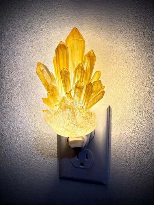 Golden Citrine Crystal 3D Printed Resin Wall Night Light - Light