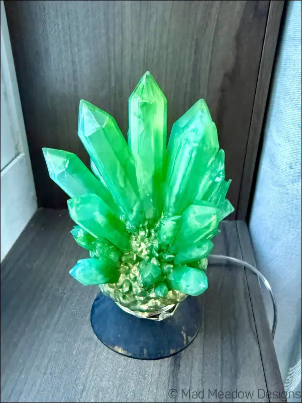 Hand-inked 3D Printed Crystal Cluster Night Light for a Mystical Sanctuary - Light