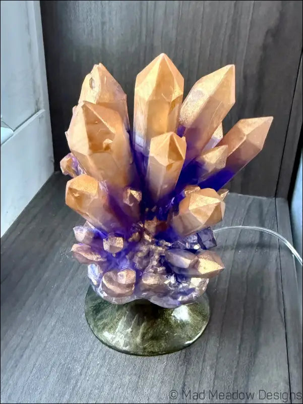 Hand-inked 3D Printed Crystal Cluster Night Light for a Mystical Sanctuary - Light