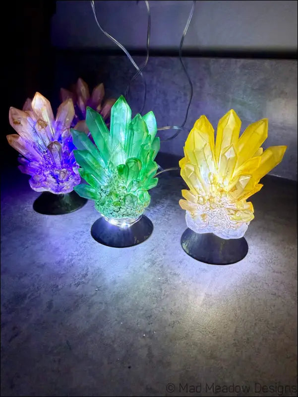 Hand-inked 3D Printed Crystal Cluster Night Light for a Mystical Sanctuary - Light