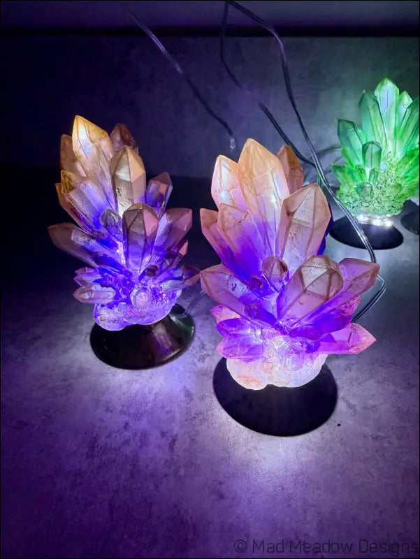 Hand-inked 3D Printed Crystal Cluster Night Light for a Mystical Sanctuary - Light