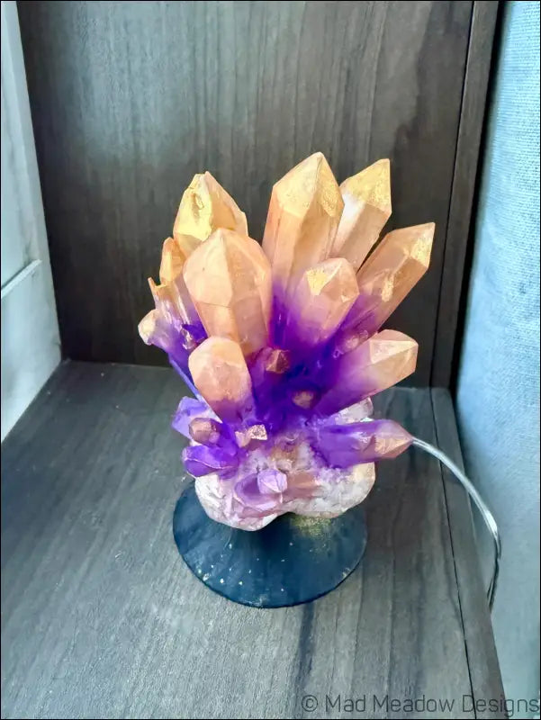 Hand-inked 3D Printed Crystal Cluster Night Light for a Mystical Sanctuary - Light