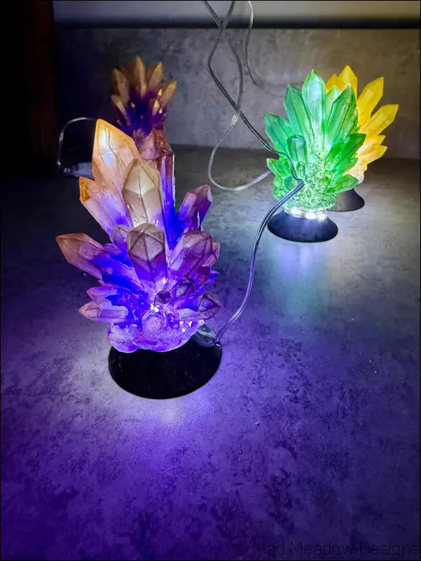 Hand-inked 3D Printed Crystal Cluster Night Light for a Mystical Sanctuary - Light