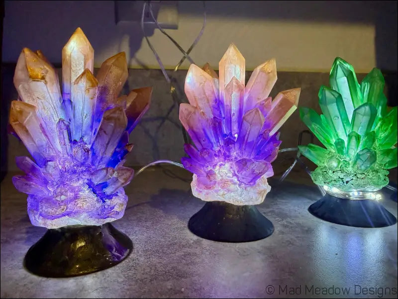 Hand-inked 3D Printed Crystal Cluster Night Light for a Mystical Sanctuary - Light