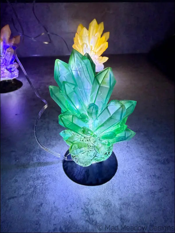 Hand-inked 3D Printed Crystal Cluster Night Light for a Mystical Sanctuary - Light