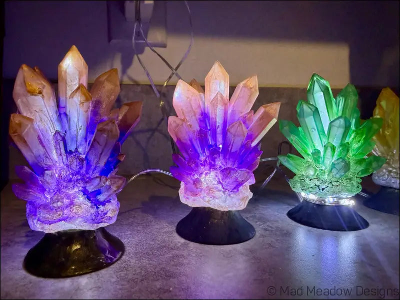 Hand-inked 3D Printed Crystal Cluster Night Light for a Mystical Sanctuary - Light