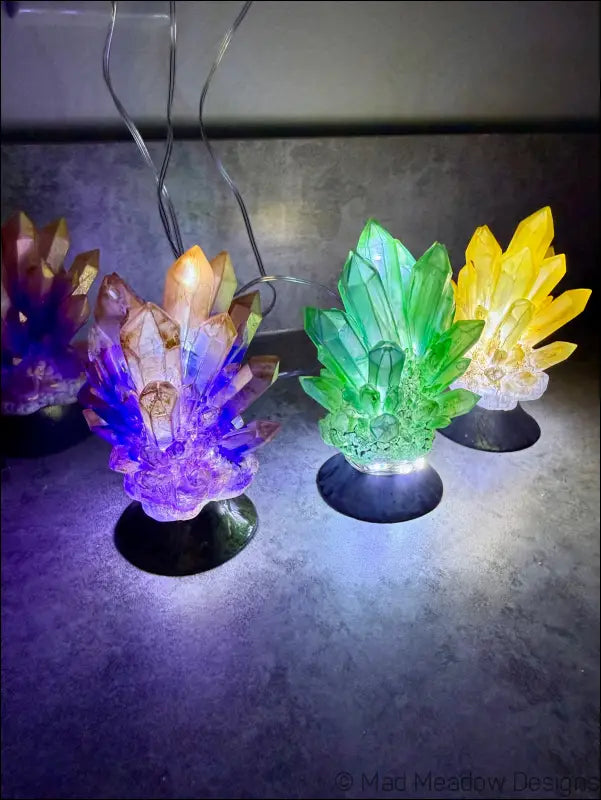 Hand-inked 3D Printed Crystal Cluster Night Light for a Mystical Sanctuary - Light