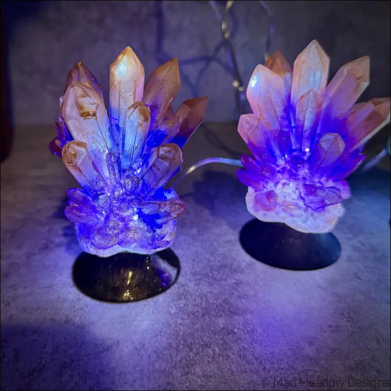 Hand-inked 3D Printed Crystal Cluster Night Light for a Mystical Sanctuary - Light
