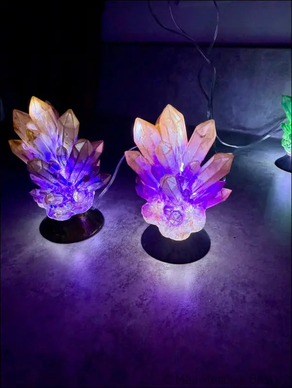 Hand-inked 3D Printed Crystal Cluster Night Light for a Mystical Sanctuary - Light