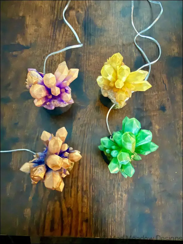 Hand-inked 3D Printed Crystal Cluster Night Light for a Mystical Sanctuary - Light