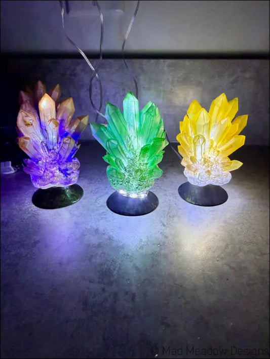 Hand-inked 3D Printed Crystal Cluster Night Light for a Mystical Sanctuary - Light
