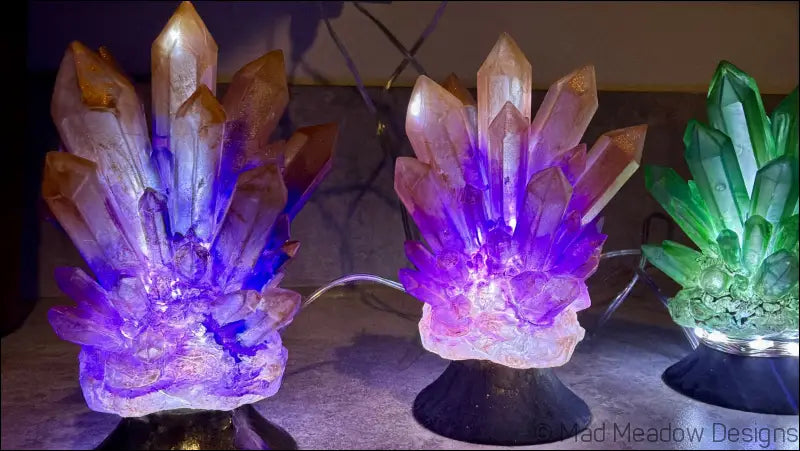 Hand-inked 3D Printed Crystal Cluster Night Light for a Mystical Sanctuary - Light