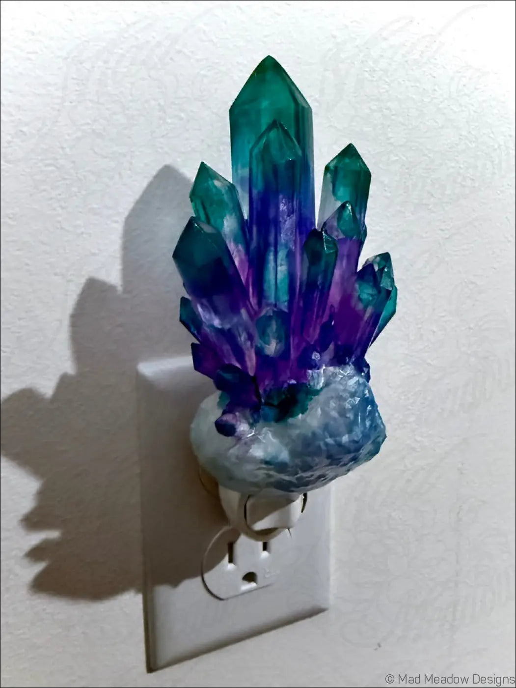 Fluorite Crystal 3D Printed Resin Wall Night Light - Light