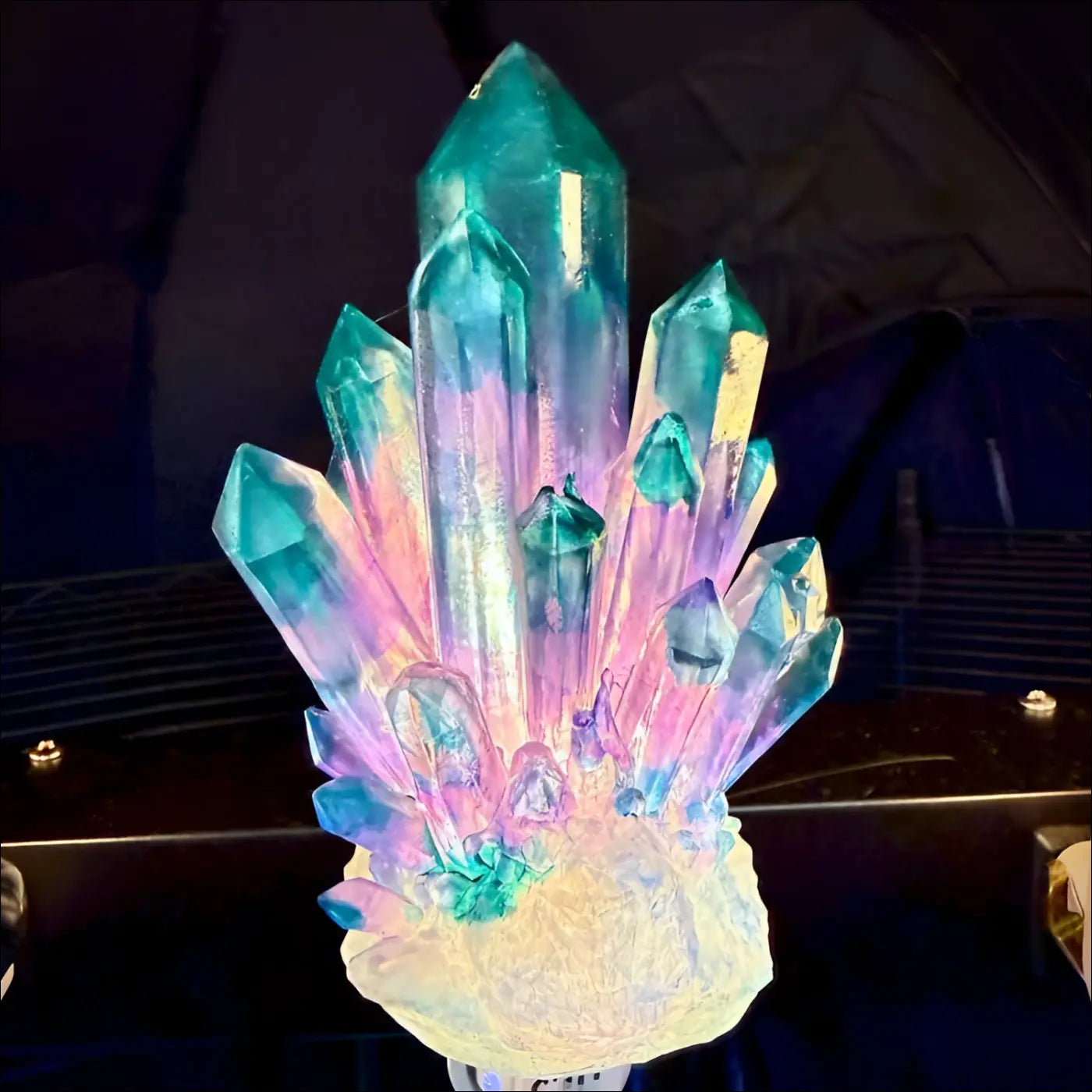 Fluorite Crystal 3D Printed Resin Wall Night Light - Light