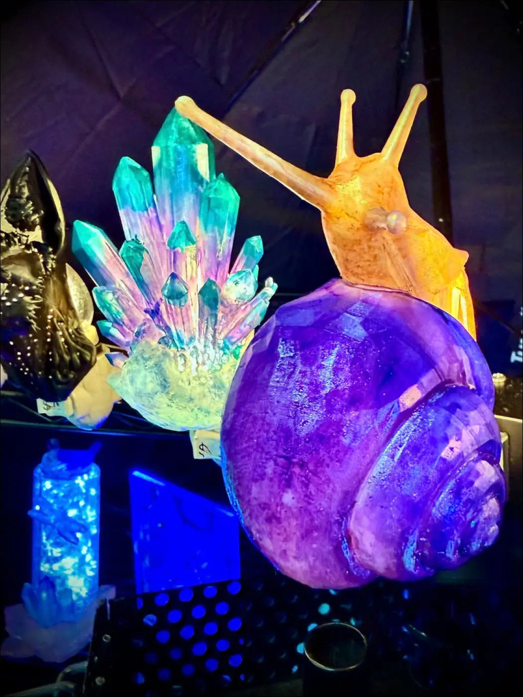 Fluorite Crystal 3D Printed Resin Wall Night Light - Light