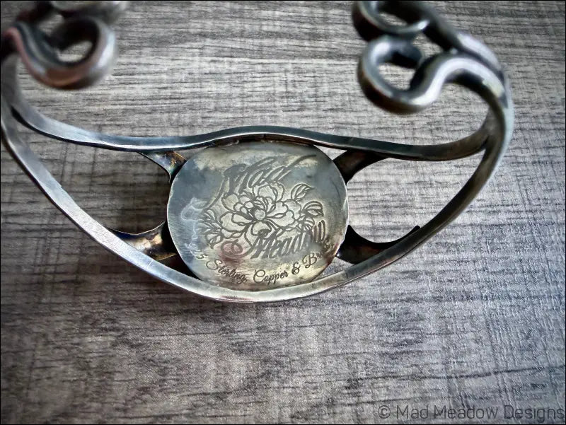 Labradorite Bold Witchy Sterling Silver Cuff Bracelet with Moons - Jewelry