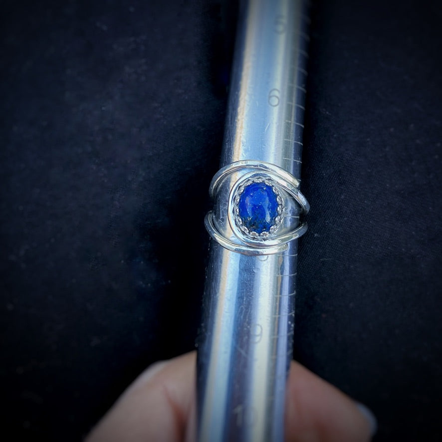 Lapis Lazuli Adjustable Sterling Silver Ring - Jewelry