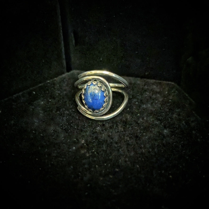 Lapis Lazuli Adjustable Sterling Silver Ring - Jewelry