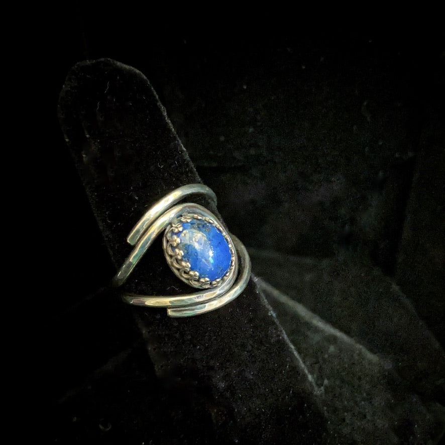 Lapis Lazuli Adjustable Sterling Silver Ring - Jewelry