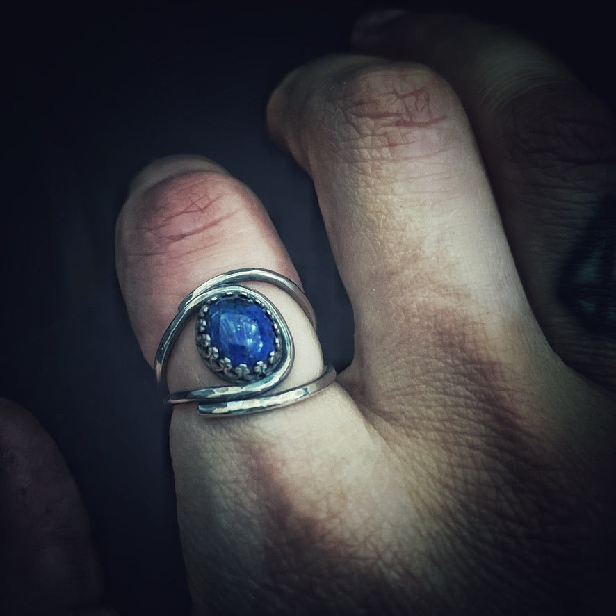 Lapis Lazuli Adjustable Sterling Silver Ring - Jewelry