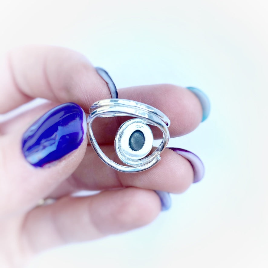 Lapis Lazuli Adjustable Sterling Silver Ring - Jewelry