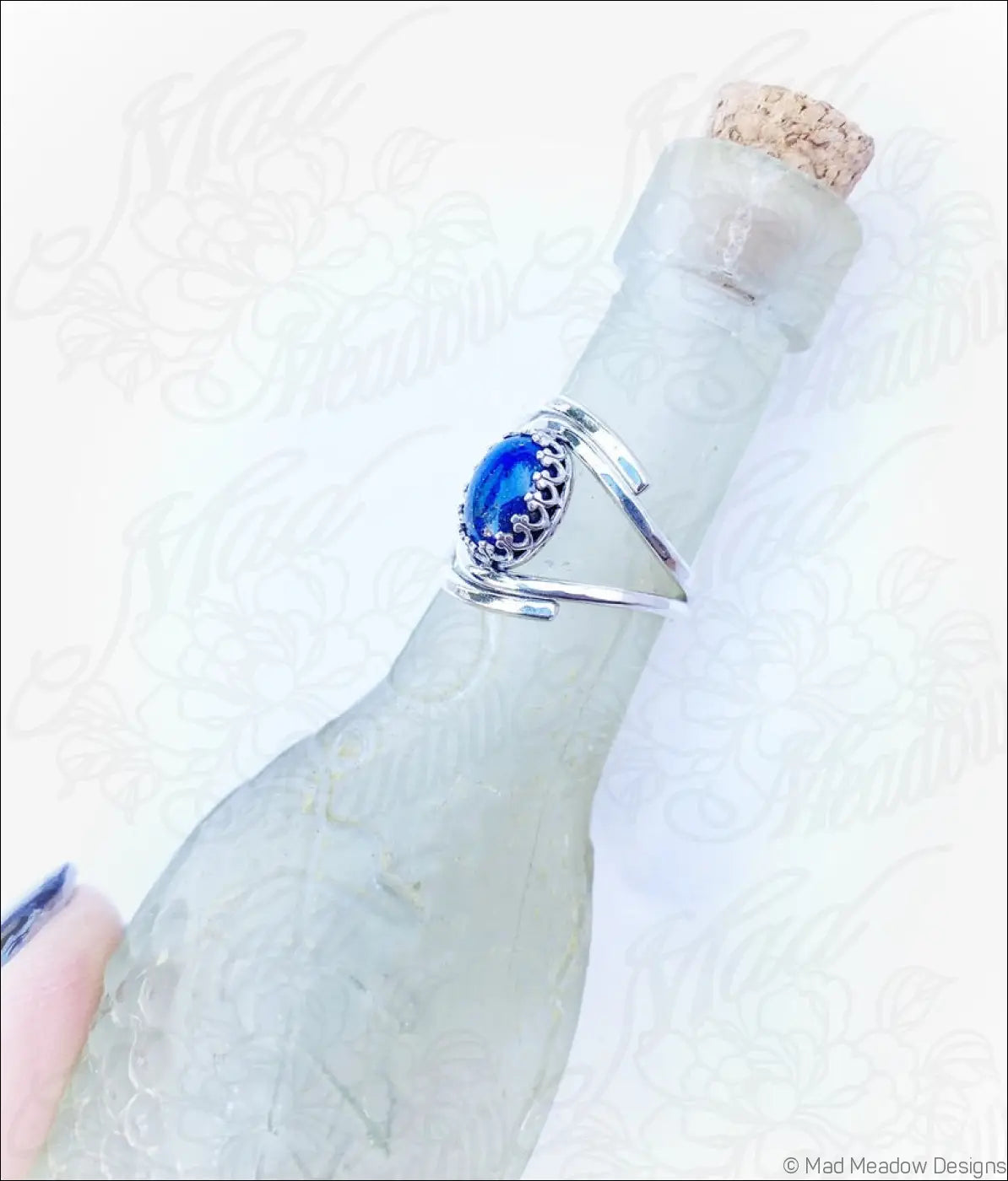 Lapis Lazuli Adjustable Sterling Silver Ring - Jewelry