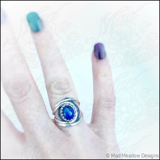 Lapis Lazuli Adjustable Sterling Silver Ring - Jewelry
