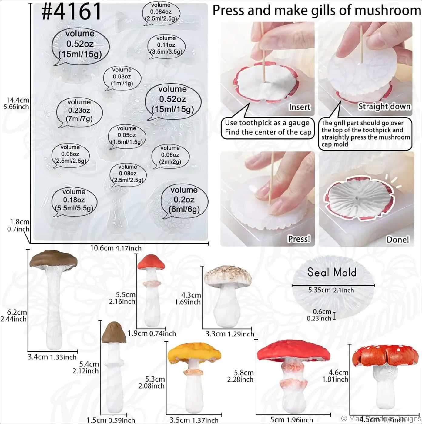Life Like Mushroom Polymer Clay Casting Silicone Mold Fondant Cake Decorating Modelling Chocolate Resin