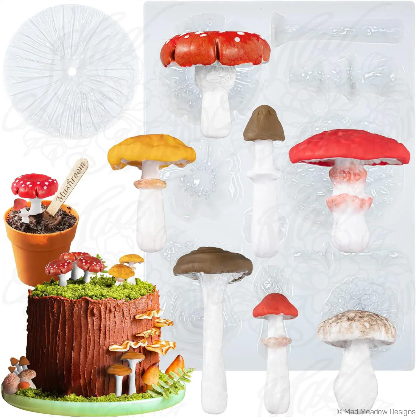 Life Like Mushroom Polymer Clay Casting Silicone Mold Fondant Cake Decorating Modelling Chocolate Resin