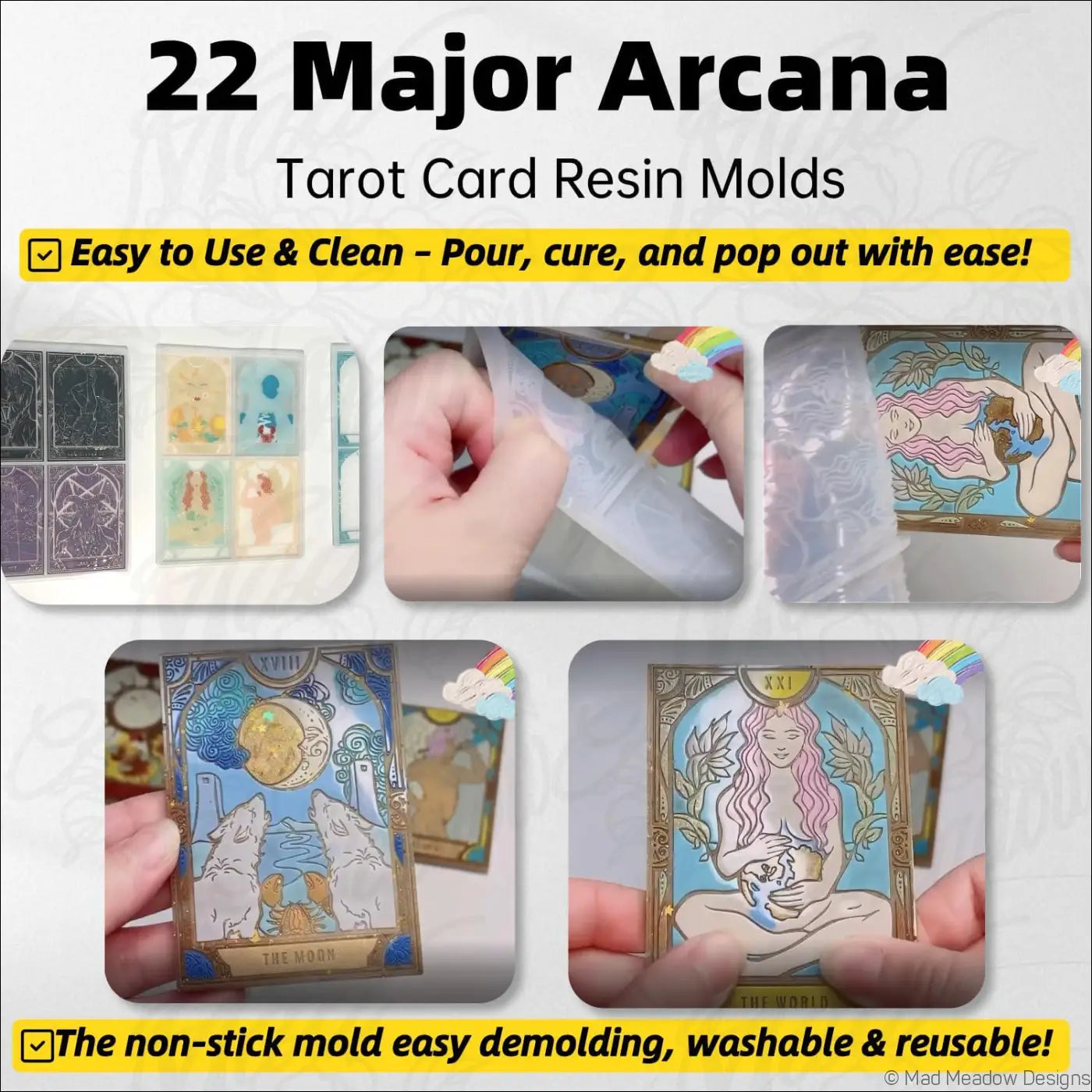 Major Arcana Tarot Card Silicone Molds Set of 4 – 22 Piece Resin Craft Collection