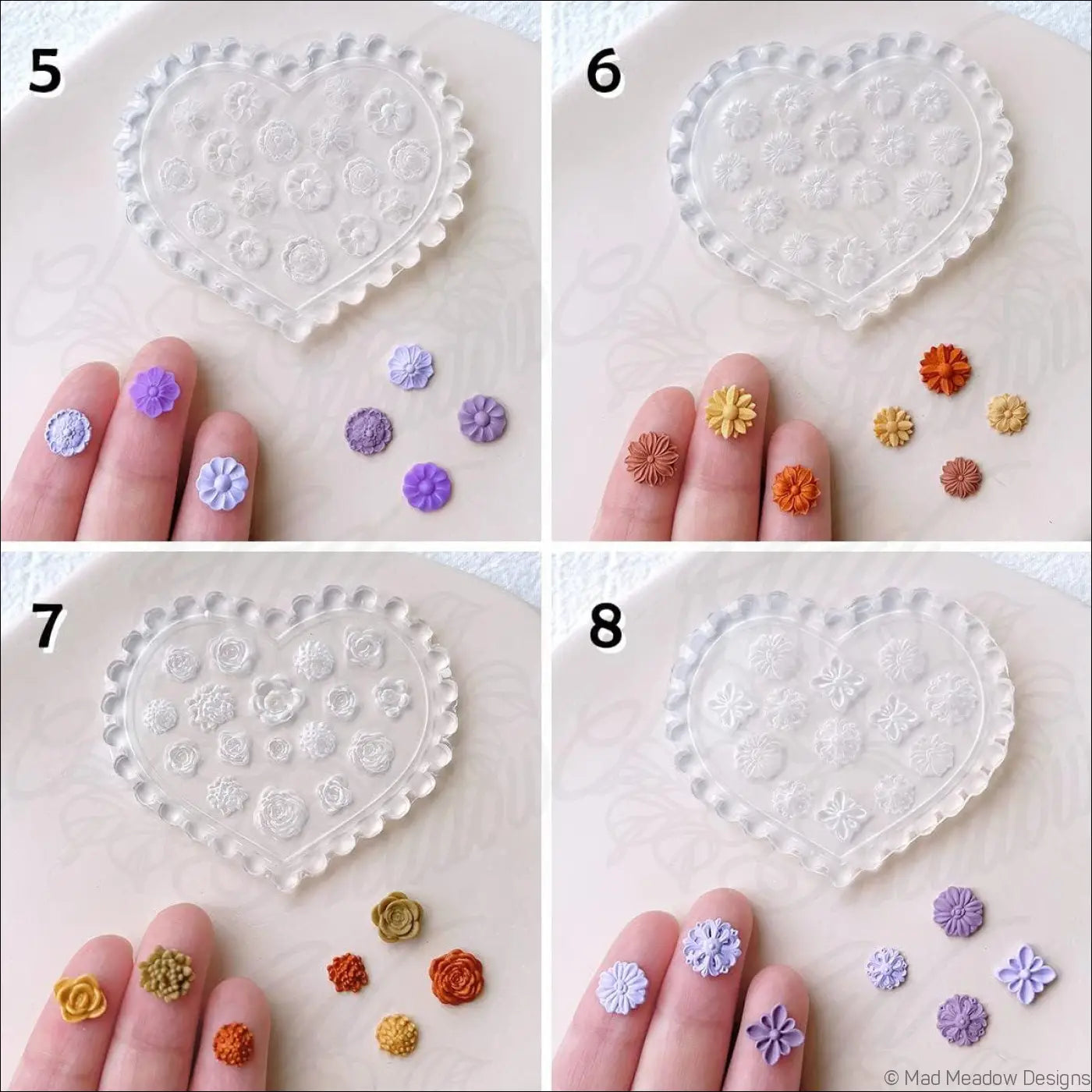 Mini Floral Silicone Molds – 12 Pcs Set Jewelry Making Clay Molds - Destash New - Destash Supplies