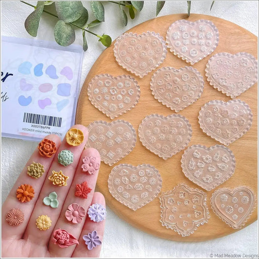 Mini Floral Silicone Molds – 12 Pcs Set Jewelry Making Clay Molds - Destash New - Destash Supplies