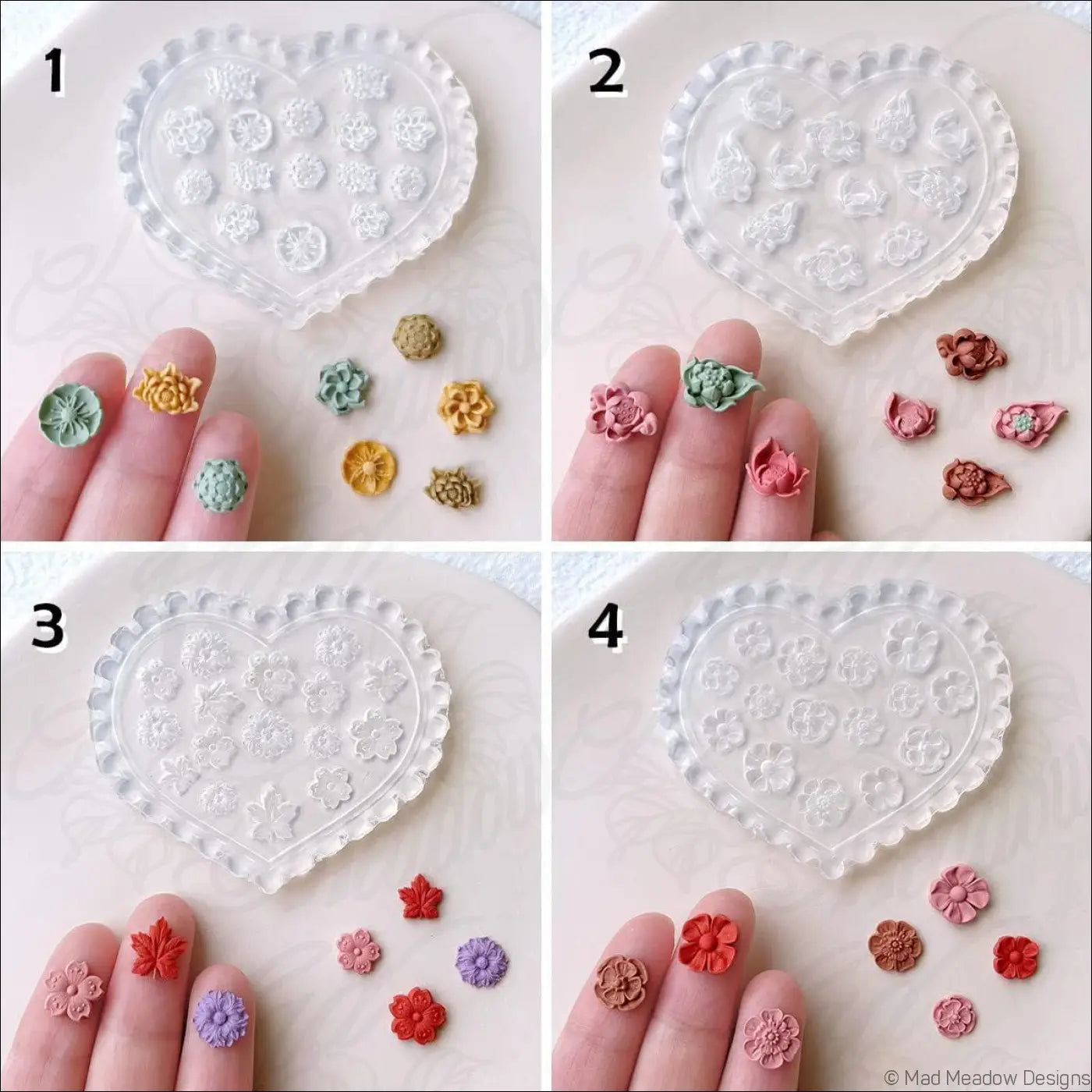 Mini Floral Silicone Molds – 12 Pcs Set Jewelry Making Clay Molds - Destash New - Destash Supplies