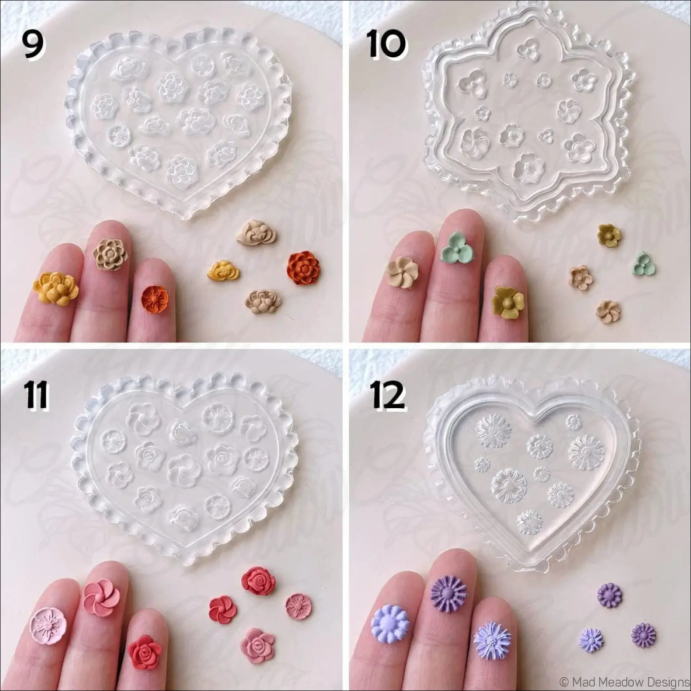 Mini Floral Silicone Molds – 12 Pcs Set Jewelry Making Clay Molds - Destash New - Destash Supplies