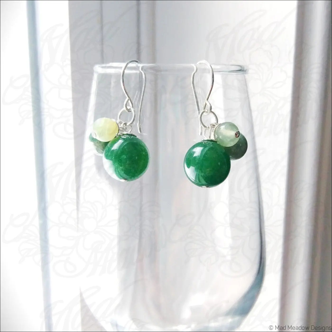 Multi-Color Jasper & Marble Gemstone Bobble Dangle Earrings - Green Aventurine - Jasper - Ambronite - Jewelry