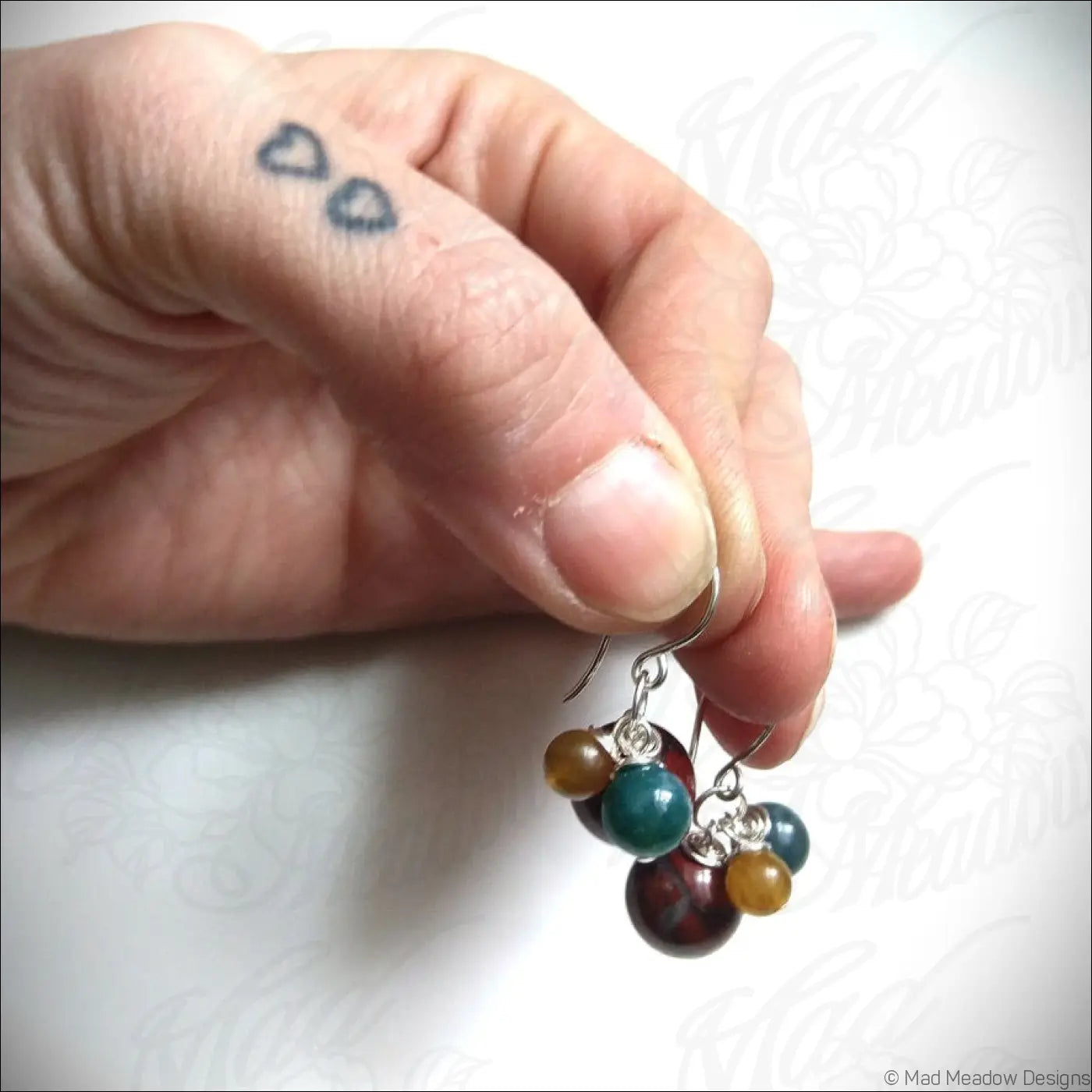 Multi-Color Jasper & Marble Gemstone Bobble Dangle Earrings - Jewelry