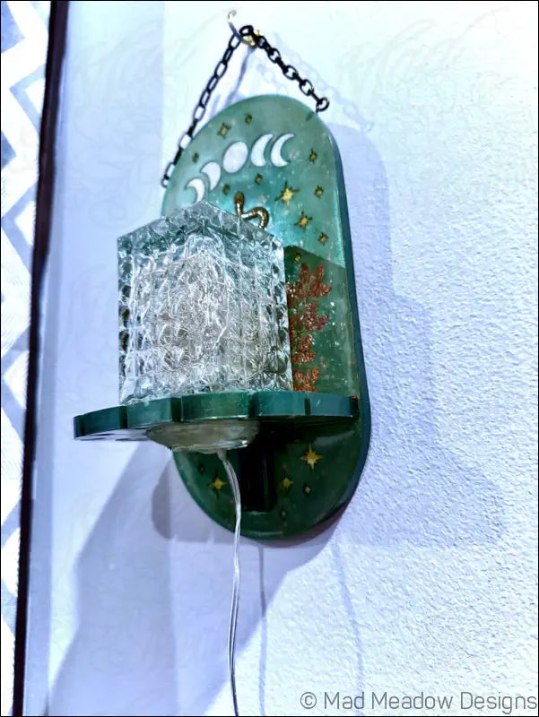 Mystical Green & Golden Snake Hanging Wall Light Necklace Holder - Light